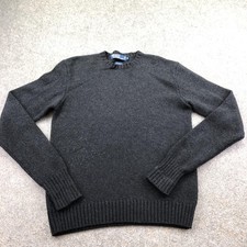 Suéter Polo Por Ralph Lauren Para Hombres Gris Medio Lana Cachemira Cuello Redondo Pullover