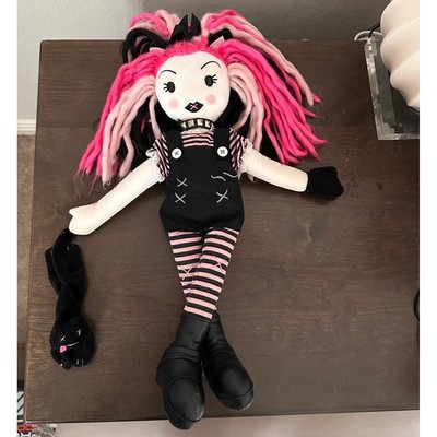 2006 Hot Topic Exclusive Vintage Clawdine Kitten Doom Doll Plush Goth Punk 16''