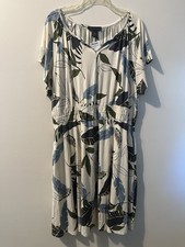 Tahari Summer Floral Dress With Pockets 1X NWT Short Sleeve Elastic Waist