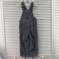 John Deere size 5 kids Blue and White hickory Striped Overalls