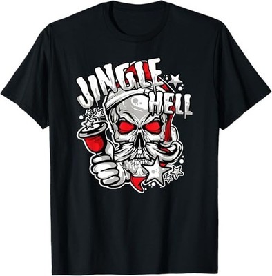 MOST POPULAR! Jingle Hell Funny Christmas Skull and Bells Design T-Shirt S-3XL