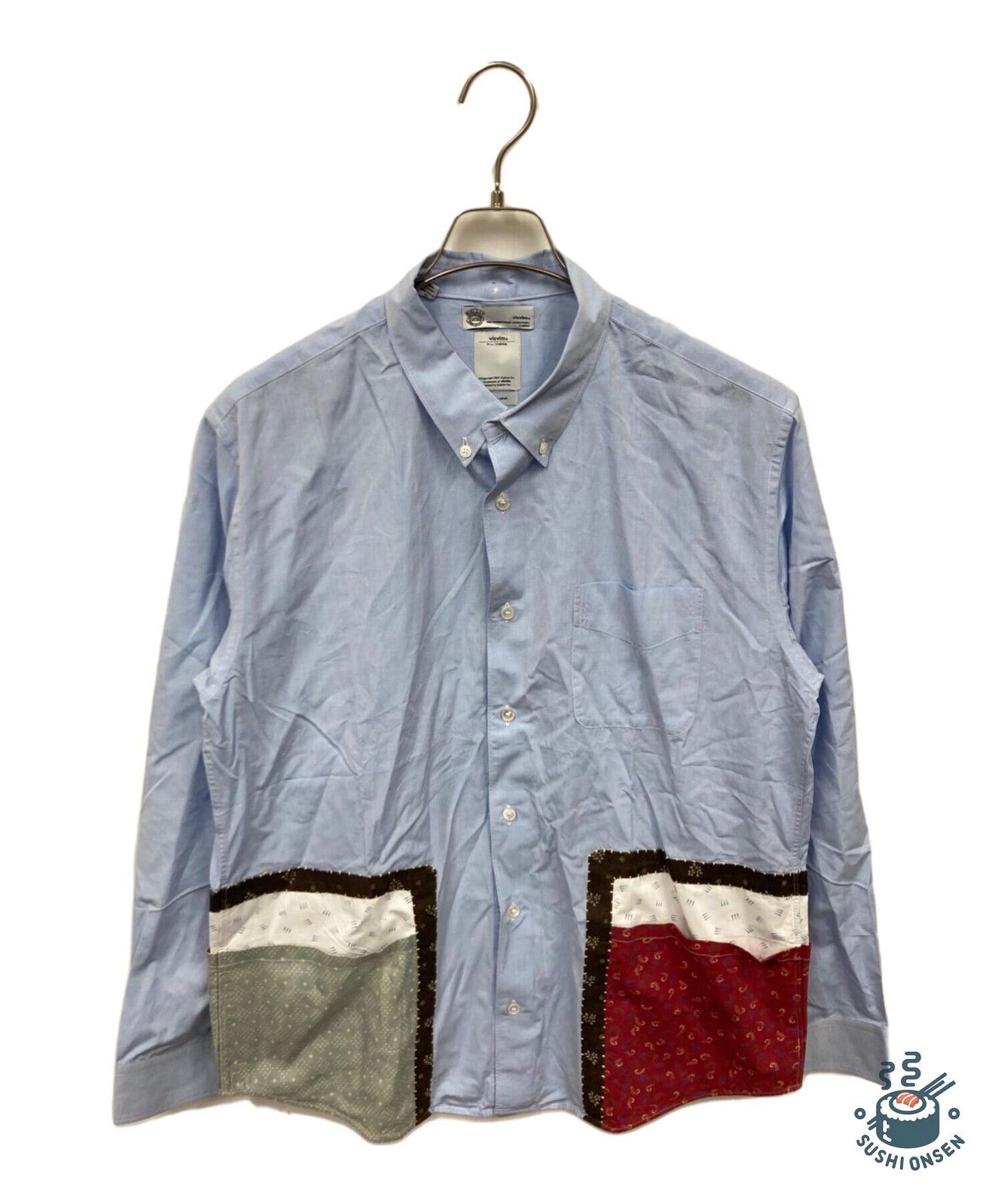 VISVIM patchwork button-down shirt Size: 4 Blue M… - image 1
