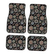 Car Floor Mats All Weather Floor Carpet 4 Pieces Set Front Boho Flower Pattern