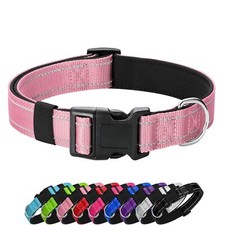Reflective Dog Collar Padded with Soft Neoprene Breathable Quick Release Basi...