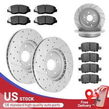 Front & Rear Drilled Disc Rotors Ceramic Brake Pads for 2003 - 2008 Honda Pilot