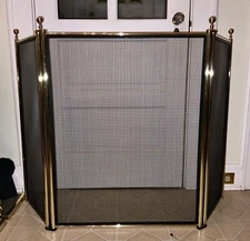 VIRGINIA METALCRAFTERS BRASS & STEEL FIRESCREEN/ BALL FINIAL WILLIAMSBURG #5165