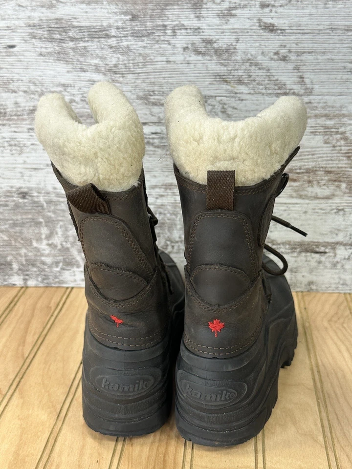 Kamik Canadá Botas de Nieve de Invierno Impermeables de Cuero Marrón Jóvenes Niños Talla 3 Foto 2 de 4