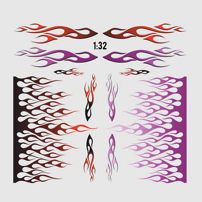 (B) Waterslide Decal 1:32 Flammen Flames Rod Racing Carrera Slotcar USA NASCAR