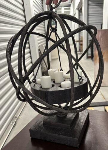 Uttermost Sammy Wooden Candleholder Beautiful & Unique Globe Design RARE - Picture 1 of 5