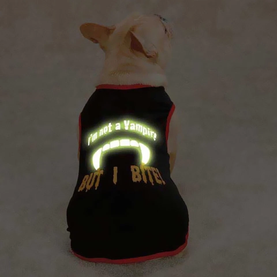 Halloween Glow in the Dark Dog Costume in Black & Red Color- Medium Size  - Image 2 of 4