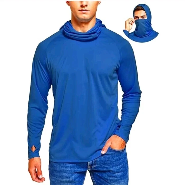 Breathable Fishing Shirts for Men UPF 50 with Gaiter Mask Sun Protection T-Shirt