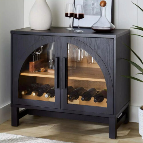 Better Homes & Gardens Juliet Solid Wood Arched Glass Door Wine Display Cabinet