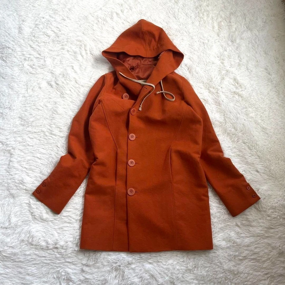 Casaco longo usado Rick Owens OWEN SCORP com capuz LARANJA tamanho G / IT40 - Imagem 3 de 4