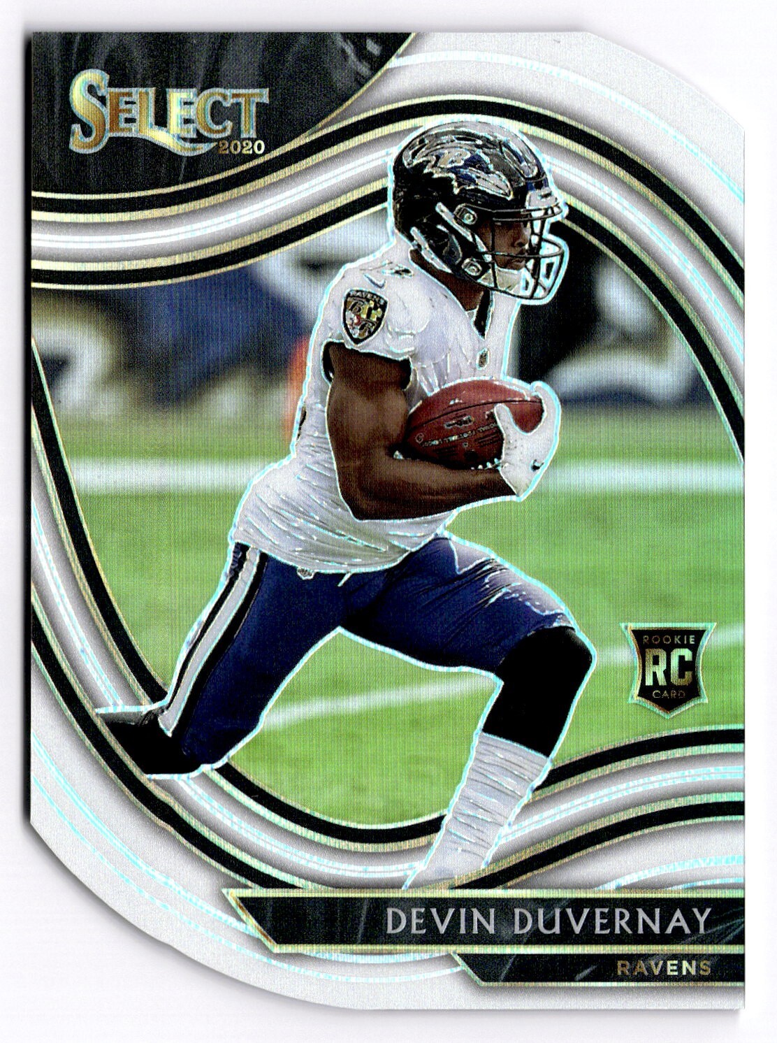 2020 Panini Select Prizm Devin Duvernay #377 Die-Cut White RC Ravens