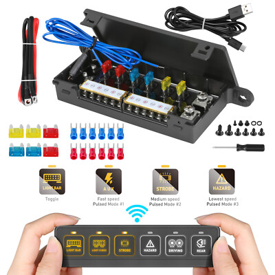 Wireless Switch Panel 2160W 6 Gang Strobe Remote Control LED Light Bar CAR BOAT