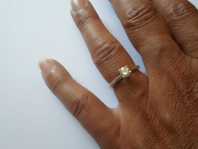 Bague Solitaire Argent Massif Zirconium – Taille 52, Occasion, Bijou Discret Et élégant