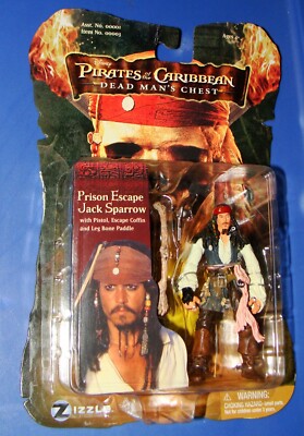1:18 Zizzle Pirates of the Caribbean Prison Escape Jack Sparrow Action Figure 4''