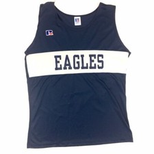 Vtg 70's 80's Russell Athletic LoGo Blue White EAGLES Nylon Track Jersey USA M