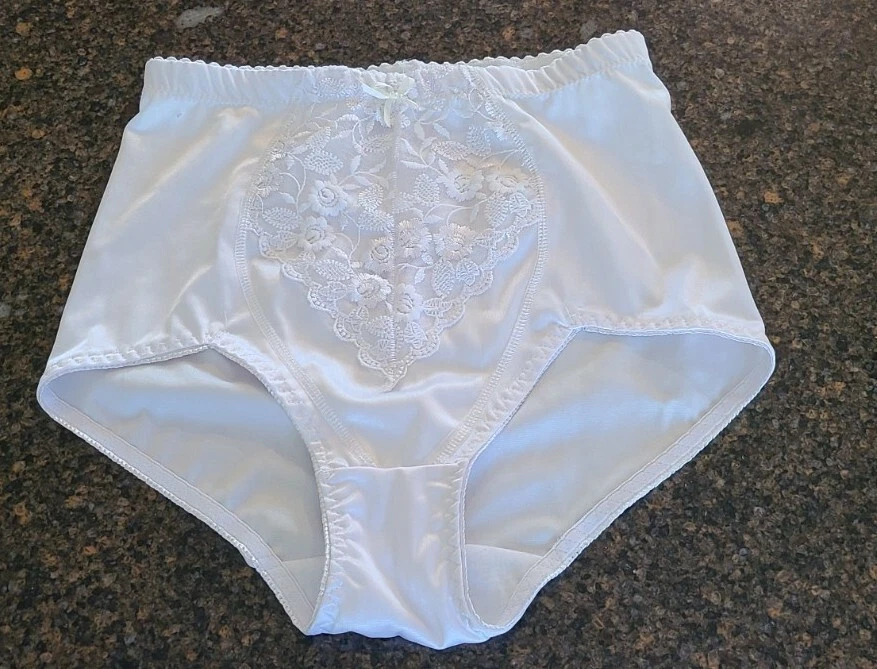 1 par de bragas vintage - Delta Burke - blancas con encaje y preciosas talla 7 grandes Foto 2 de 4