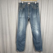 VINTAGE Levi's 501 Jeans Men 34x35 Blue ButtonFly Med Wash Denim 1993 Distressed