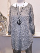 ITALY FLAUSCHIGER ZOTTEL STRICK PULLI BLUSE KNOPFLEISTE GREY GRAU 36 38 40 NEU