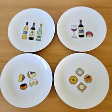 Gourmet Wine and Cheese by Boston Warehouse Appetizer Cheese Plates Set of 4