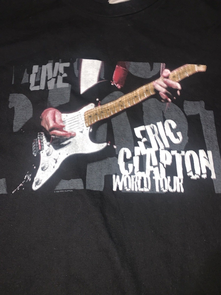 Vintage 90s Eric Clapton World Tour Graphic T Shirt Black