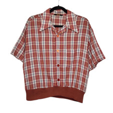 Vintage 70s JcPenney Plaid Groovy Hippie Rockabilly Large Rare VTG Shirt