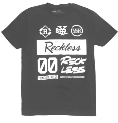 Young & Reckless Mens Black White Los Angeles Graphic T-Shirt Sz Large Brand New