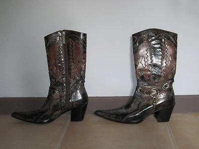 BOTTES EN CUIR VERNI LUCIANO PADOVAN Taille 37,5 38 - Photo 1/4