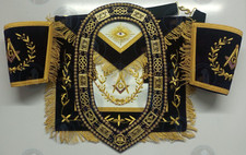 Masonic Regalia Grand Lodge Master Mason Hand Made Apron, Cuffs Beaded Collar.