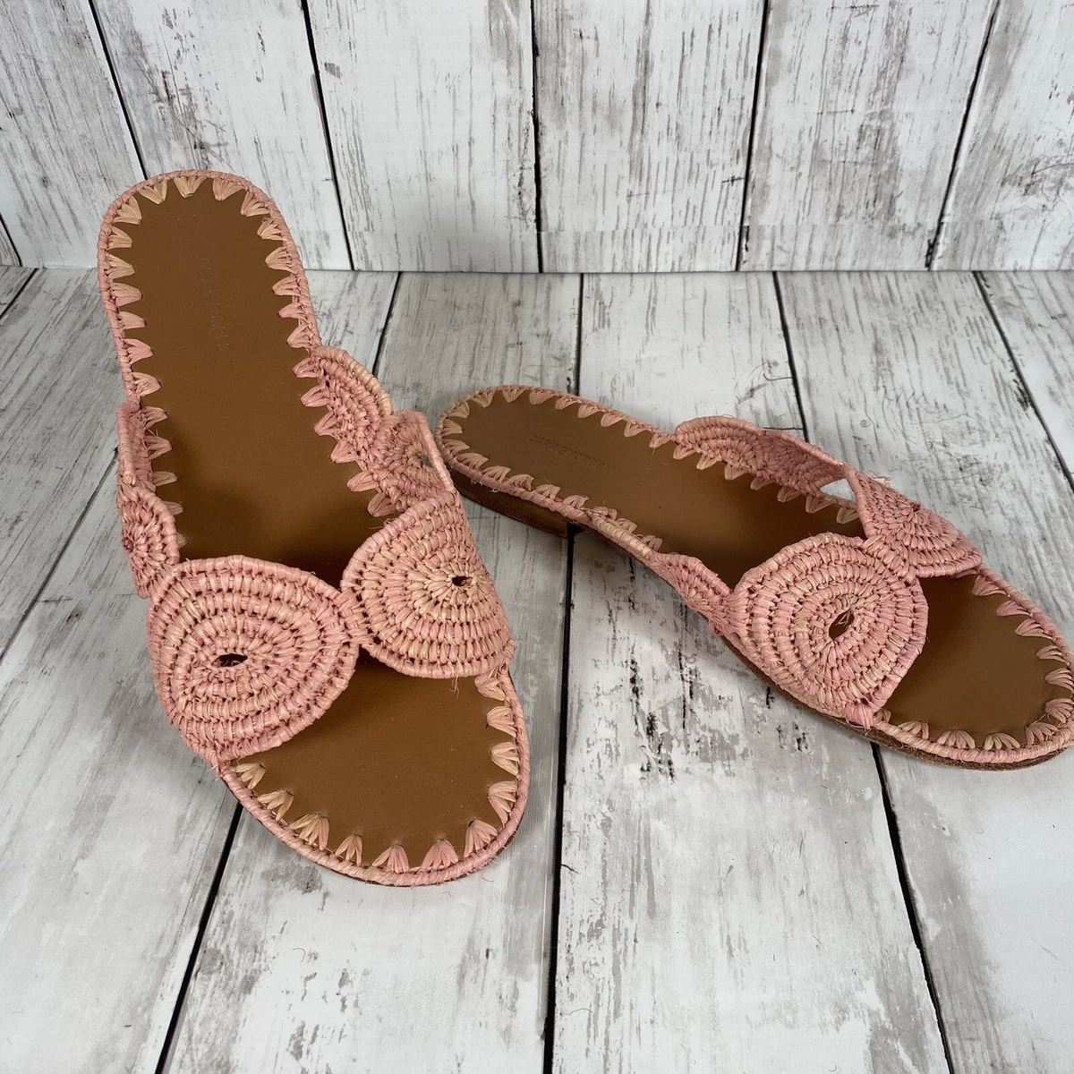 Carrie Forbes Salon Miste Raffia Pink Slide Luxury Sandals 6.5 eBay