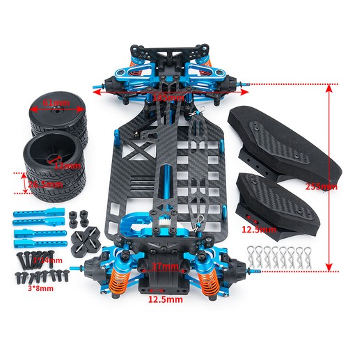 Alloy & Metal Shaft Drive 1/10 4WD Touring Car Frame Kit for TAMIYA TT01 Blue - Picture 11 of 12