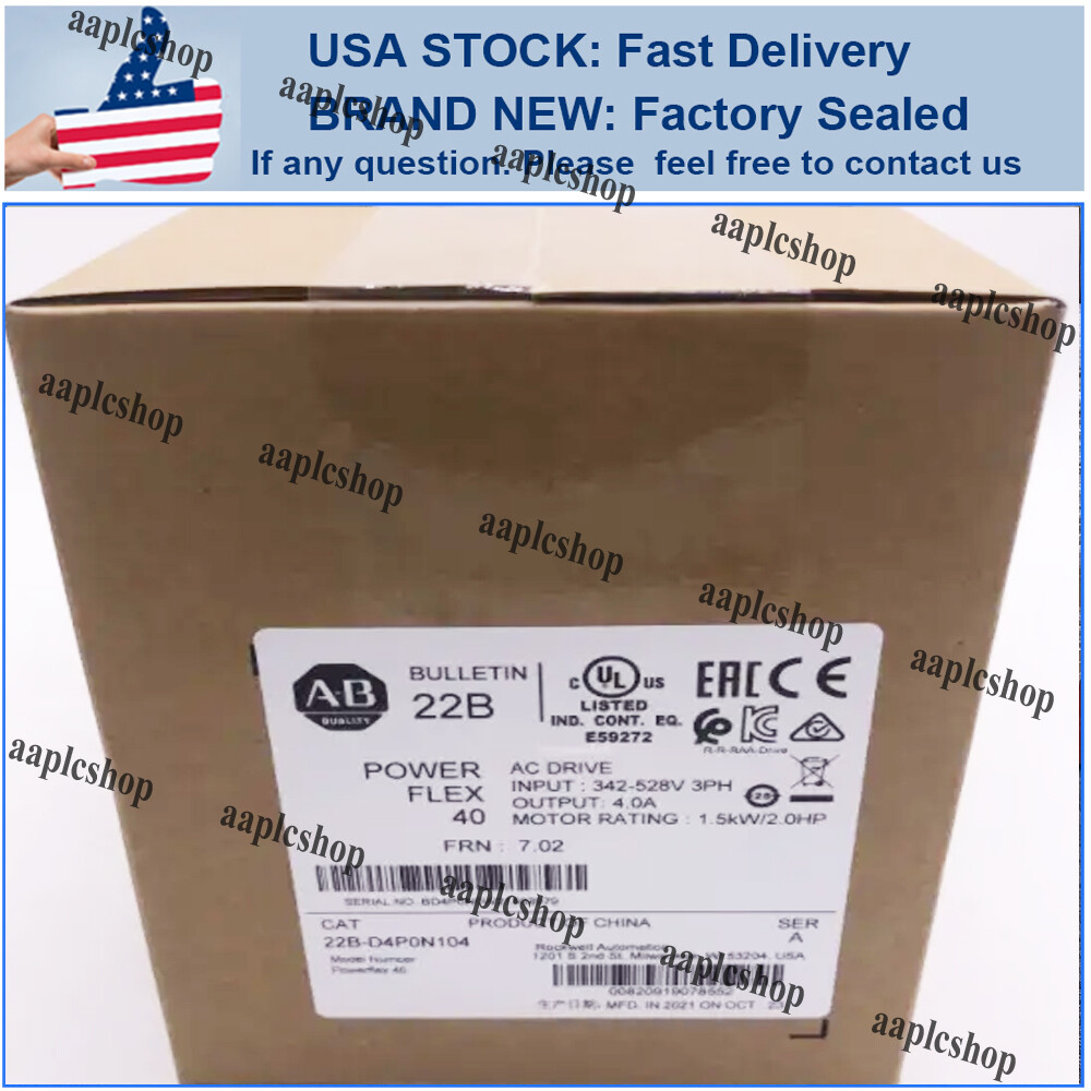22B-D4P0N104 New Sealed NEW PLC PowerFlex 40 AC Drive AB US New in Box