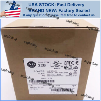 22B-D4P0N104 New Sealed NEW PLC PowerFlex 40 AC Drive AB US New in Box