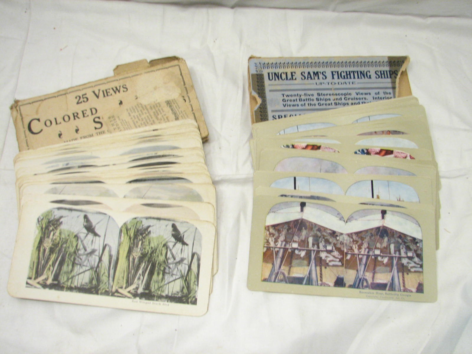 Two sets 50 Stereoview Cards Fighting Ships Stereoscope World View Color Print | eBay