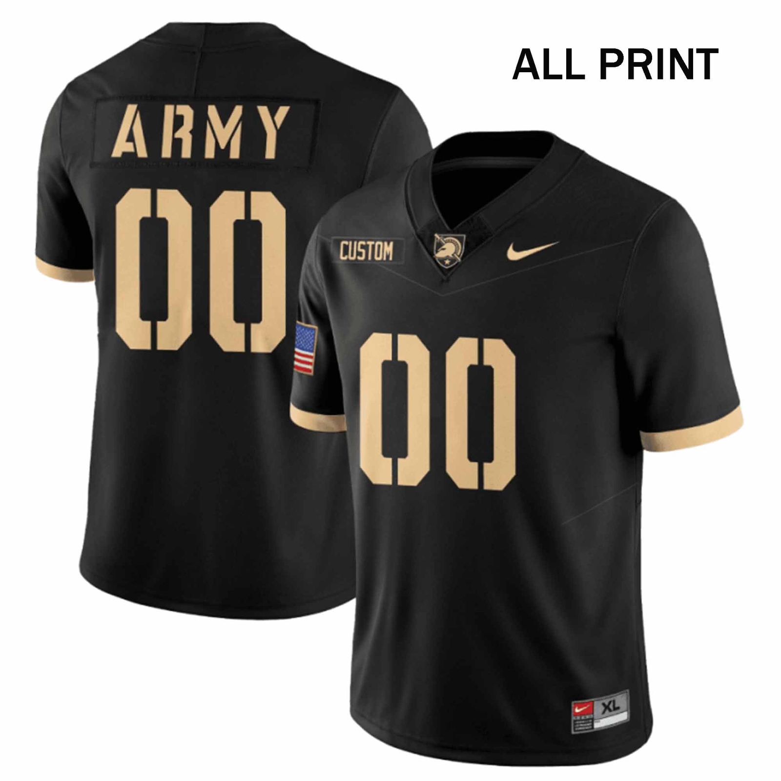 Army Black Knight #00 Custom Name Football Jersey with Full Print