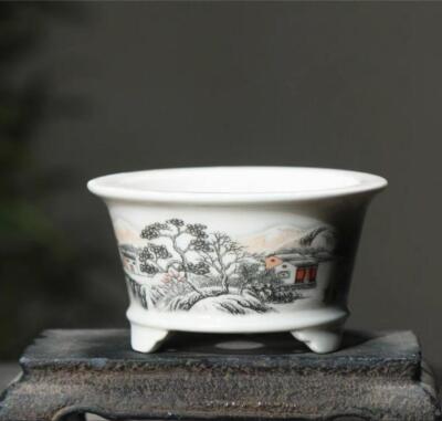 Japanese Bonsai Pot 10cm x 5.5cm Landscape Painting | eBay