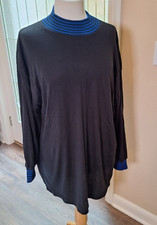 1990s NWT Gitano Sweater Men  s Size Medium Black Mock Neck Blue Stripe Oversized