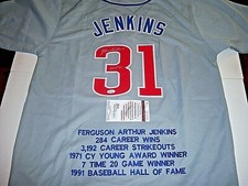 FERGIE JENKINS CHICAGO CUBS,HOF 91 STAT JSA/COA HAND SIGNED JERSEY