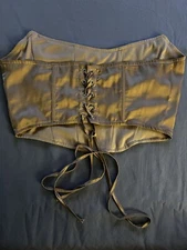 Hearts Rob Lt Brown Lace Up Satin Corset Size L -Pirates