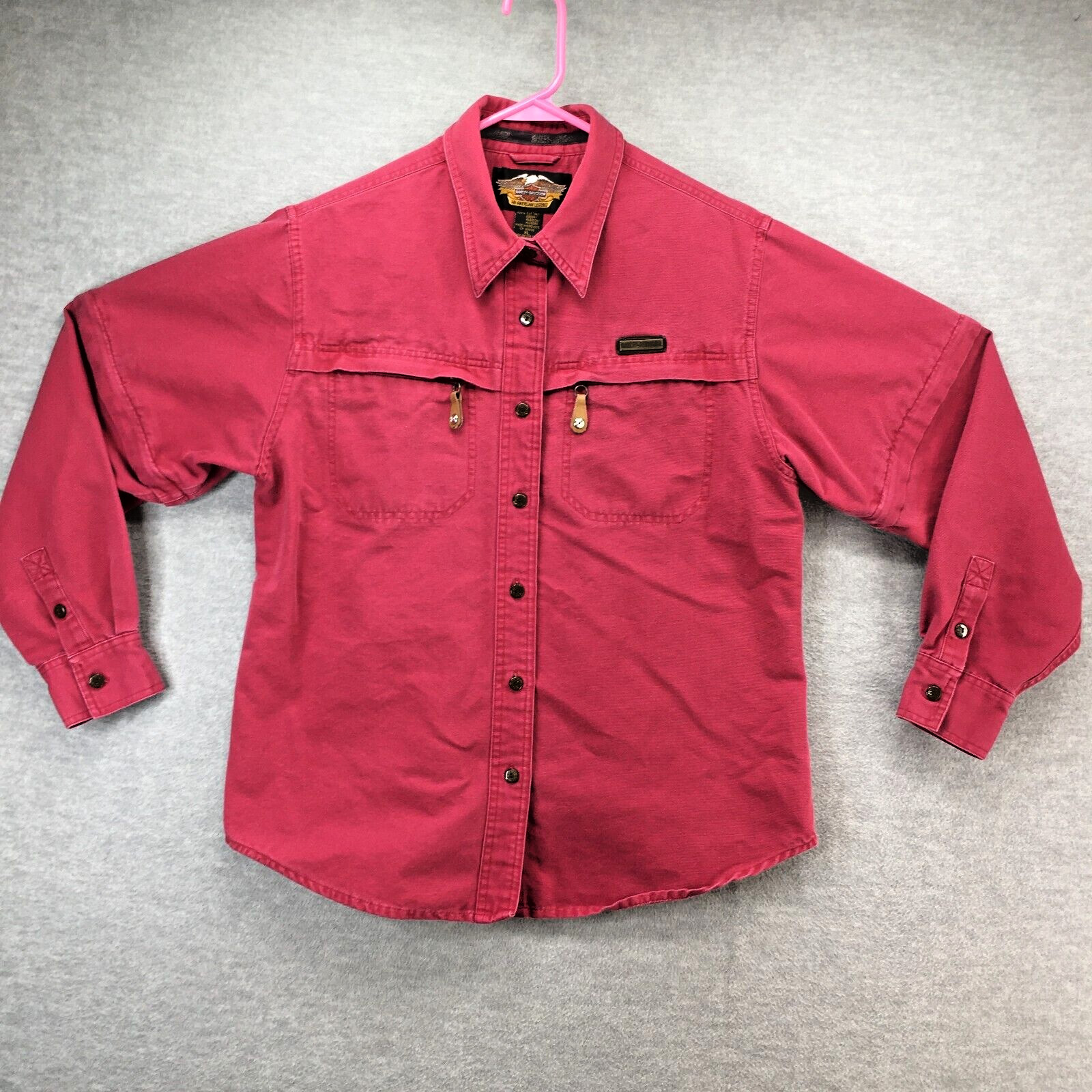 Harley Davidson Zip Off Sleeves Women’s XL Long Sleeve Button Shirt Pockets