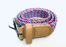 PPK Peppercorn kids Braided Pink Blue Faux Leather Buckle Girls Kid's Belt S/M