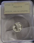 Rattler 1942 D US Mercury Silver Dime 10c PCGS MS65FB