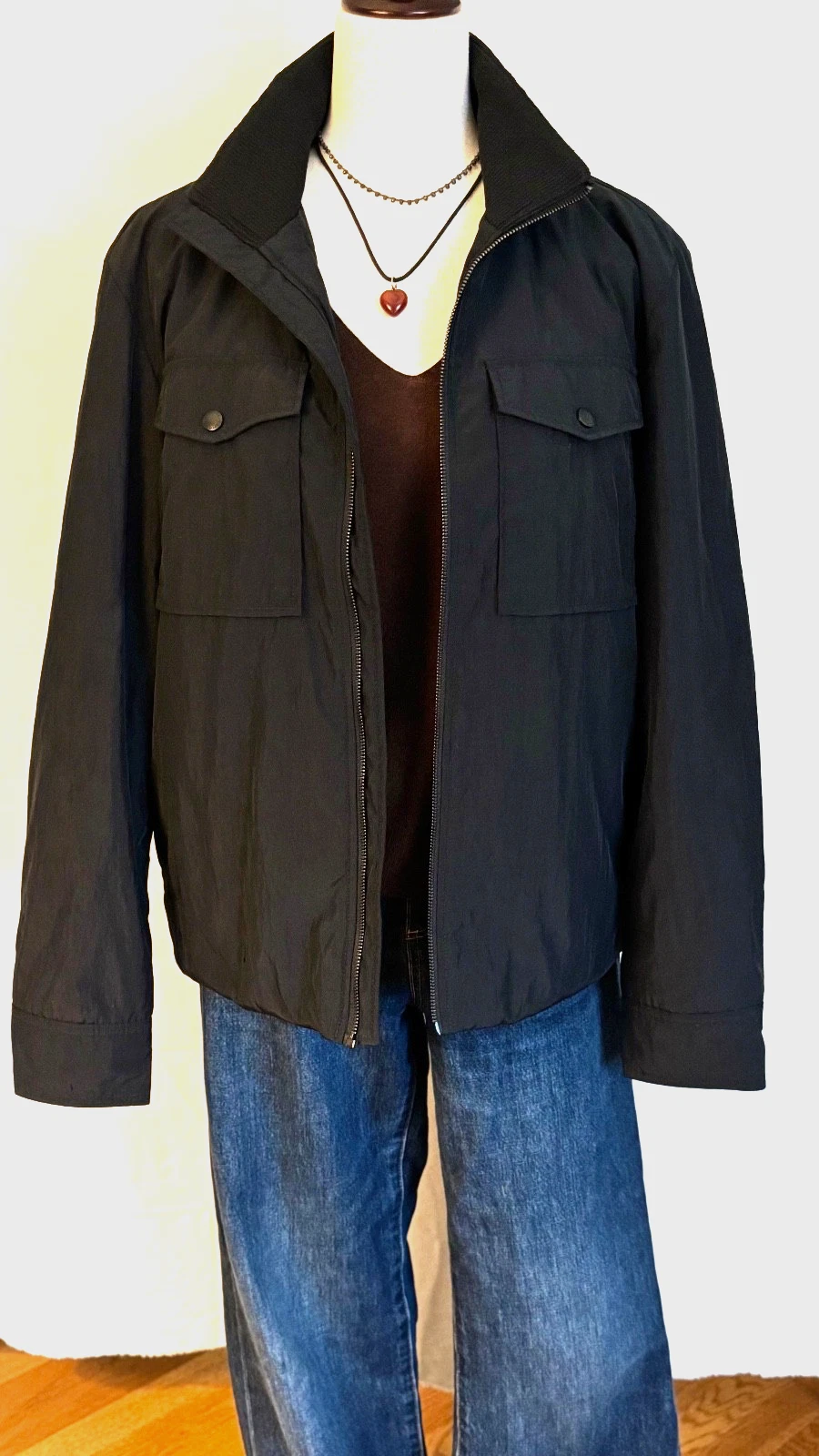 Banana Republic Black Utility Style Jacket Quilted Padded Lining Men Sm Unisex