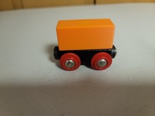 Brio Wooden Railway Cargo Car  Orange magnetic cargo