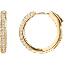 Lightweight 20mm Gold Huggie Hoops with Cubic Zirconia - Perfect Gift for Her