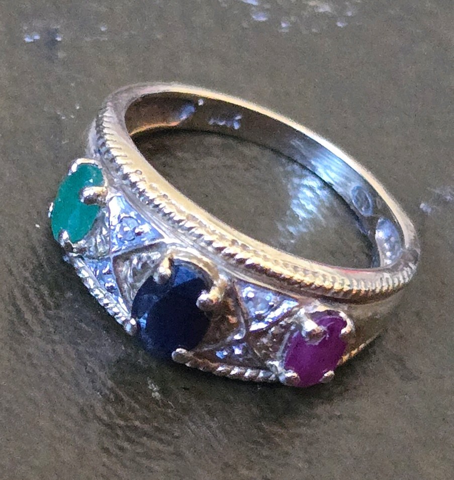 Thick Solid 10k Gold Ring With Natural Ruby Sapph… - image 4