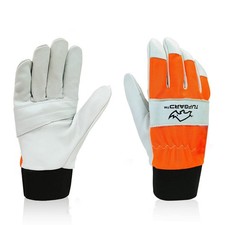 Leather Chainsaw Safety Gloves - Left Hand Protection - Size Large (10) Arborist