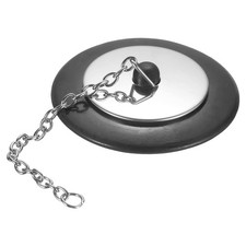 1.97" Bathtub Drain Stopper, Rubber Sink Plug Blocker with 3" Chain, Silver